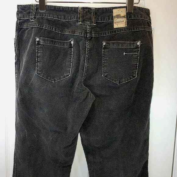VTG Gramicci Boot Cut Corduroy Pants Jeans Womens Sz 14 Gray Plaid Cuffs Cotton - Picture 12 of 16